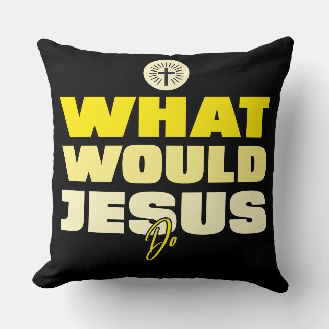 WWJD – ¿Qué haría Jesús? Cojín decorativo (Anverso)