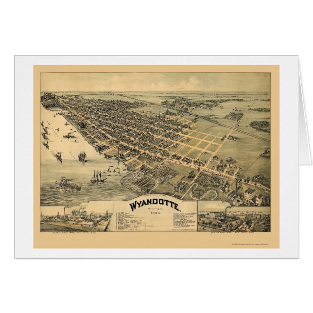 Wyandotte, mapa panorámico del MI - 1896 (Anverso (Horizontal))