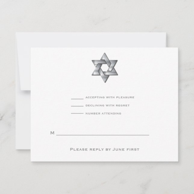Wyatt Bar Mitzvah Invitación Estrella Judía RSVP (Anverso)