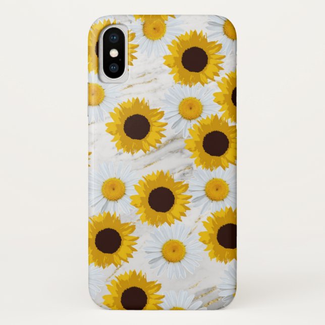 X Funda para iPhone Case-Mate de girasoles y margari (Reverso)
