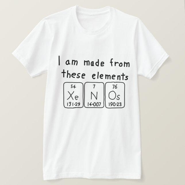 Xenos camisa de nombre de tabla periódica (Anverso del diseño)