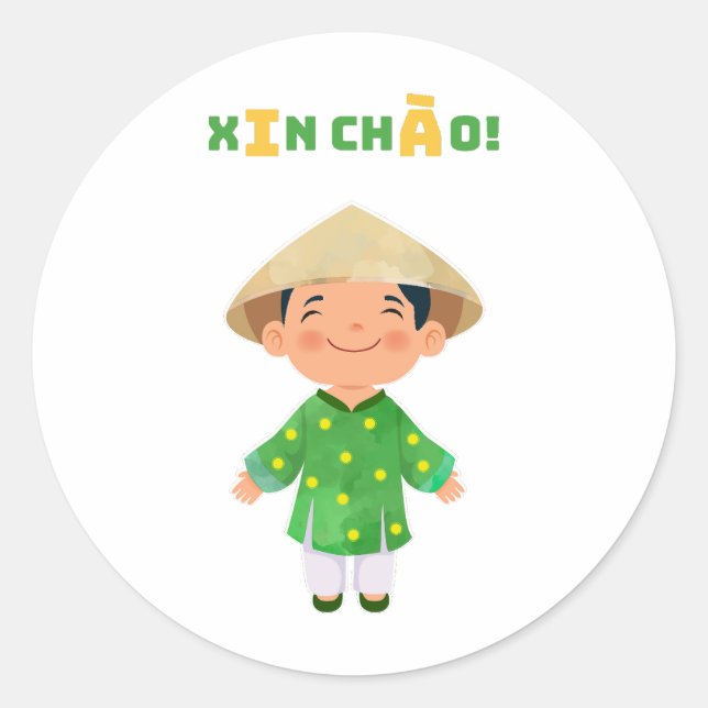 ¡XIN CHÀO! Pegatina de Vietnam (Anverso)