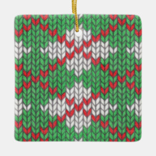 XMAS ARGYLE KNIT Cerámica Cuadrado Ornamento