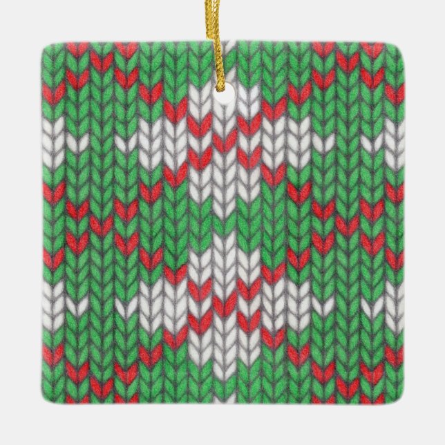 XMAS ARGYLE KNIT Cerámica Cuadrado Ornamento (Anverso)