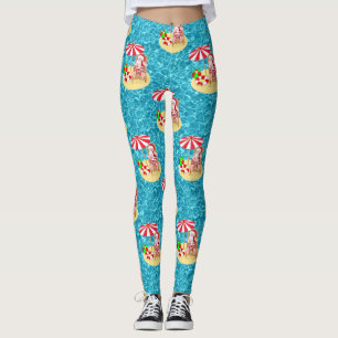 xmas beach santa claus leggings