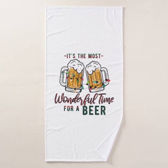 Xmas Gift Wonderful Time For A Beer (Toalla de baño)