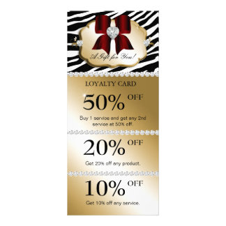 Xmas Jewel Spa Tarjetas de marketing Zebra Gold Re