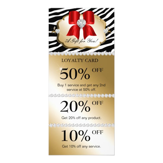 Xmas Jewels Spa Tarjetas de marketing Zebra Gold R (Frente)