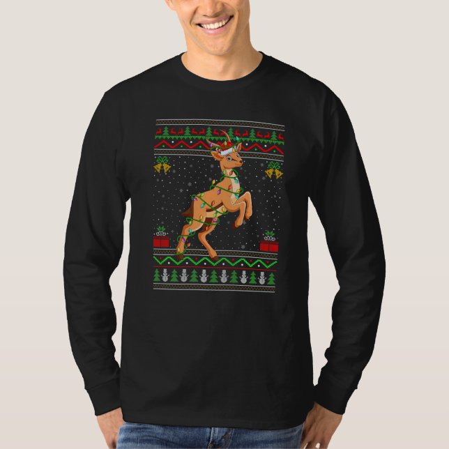Xmas Lights Ugly Sweater Style Santa Antelope Chri (Anverso)