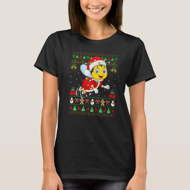 Xmas Lights Ugly Sweater Style Santa Bee Christmas (Anverso)
