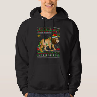Xmas Lights Ugly Sweater Style Santa Mountain Lion