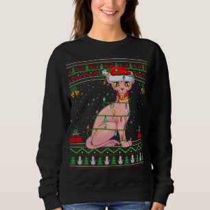 Xmas Luces Estilo Suéter Gato Santa Sphynx Ch