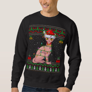 Xmas Luces Estilo Suéter Gato Santa Sphynx Ch