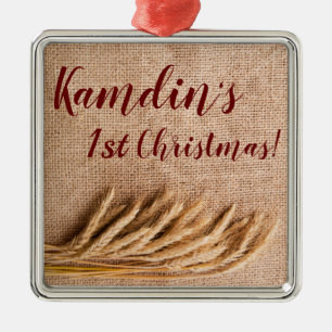 XMAS personalizado: Trigo con ornamento en Burlap 
