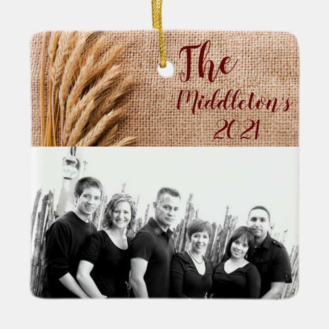 XMAS personalizado: Trigo con ornamento en Burlap  (Anverso)