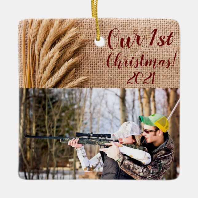 XMAS personalizado: Trigo con ornamento en Burlap  (Anverso)