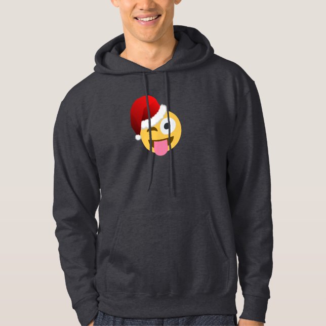 xmas santa claus wining emoji sudadera encapuchada (Anverso)