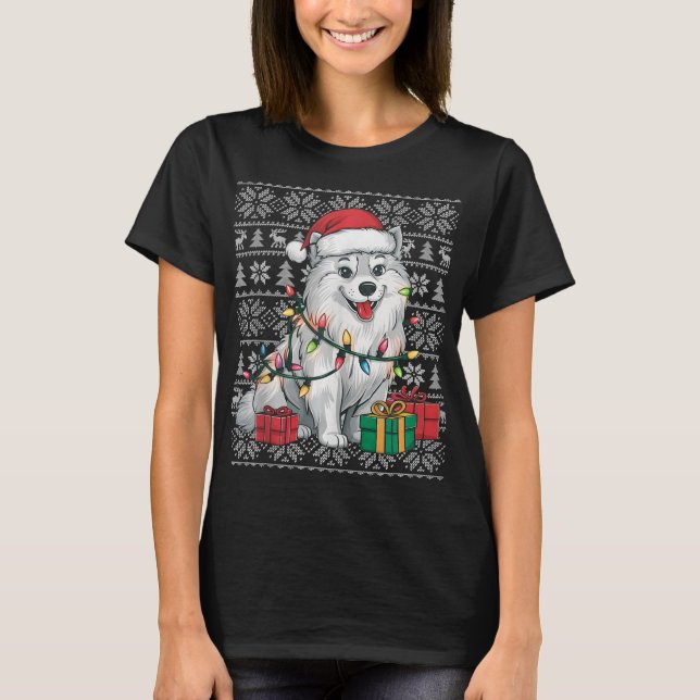 Xmas Sweater Style Ugly Santa American Eskimo Dog (Anverso)