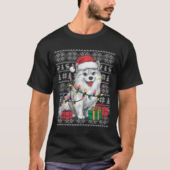 Xmas Sweater Style Ugly Santa American Eskimo Dog (Anverso)
