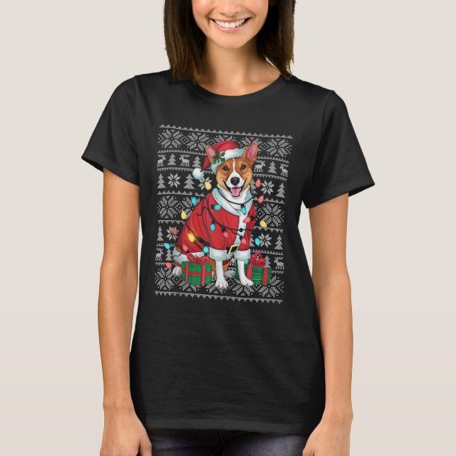 Xmas Sweater Style Ugly Santa Basenji Dog Christma (Anverso)