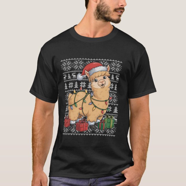 Xmas Sweater Style Ugly Santa Hat Alpaca Navidades (Anverso)