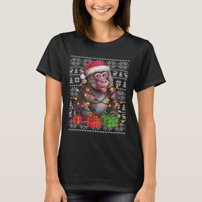 Xmas Sweater Style Ugly Santa Hat Baboon Navidades (Anverso)