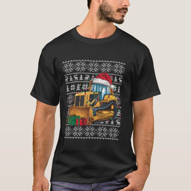 Xmas Sweater Style Ugly Santa Hat Bulldozer Christ (Anverso)