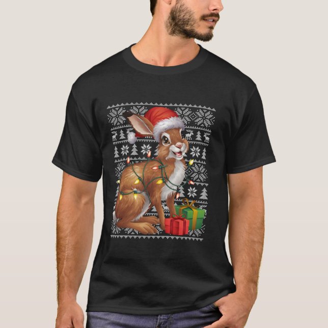 Xmas Sweater Style Ugly Santa Hat Hare Navidades (Anverso)