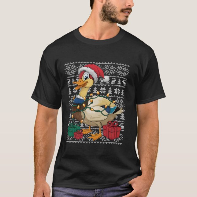 Xmas Sweater Style Ugly Santa Hat Mallard Bird Chr (Anverso)
