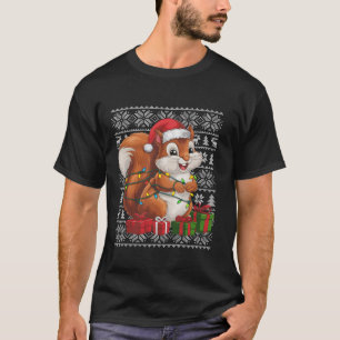 Xmas Sweater Style Ugly Santa Hat Squirrel Navidad