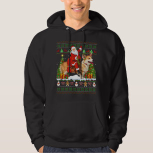 Xmas Sweater Ugly Santa Riding Corgi Dog Navidades