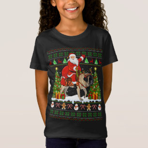 Xmas Sweater Ugly Santa Riding English Mastiff Dog