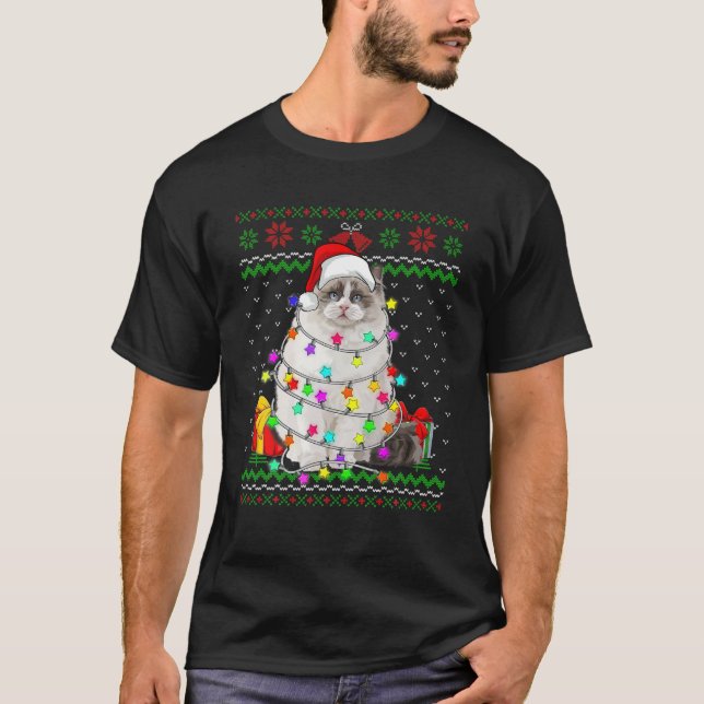 Xmas Ugly Sweater Christmas Lights Cat Kitten Love (Anverso)