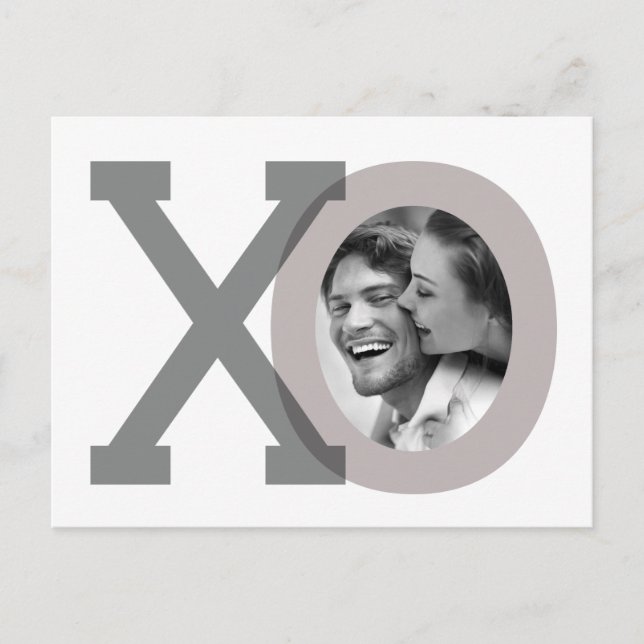 XO Boda Gris Guardar Fecha Foto Postal (Anverso)