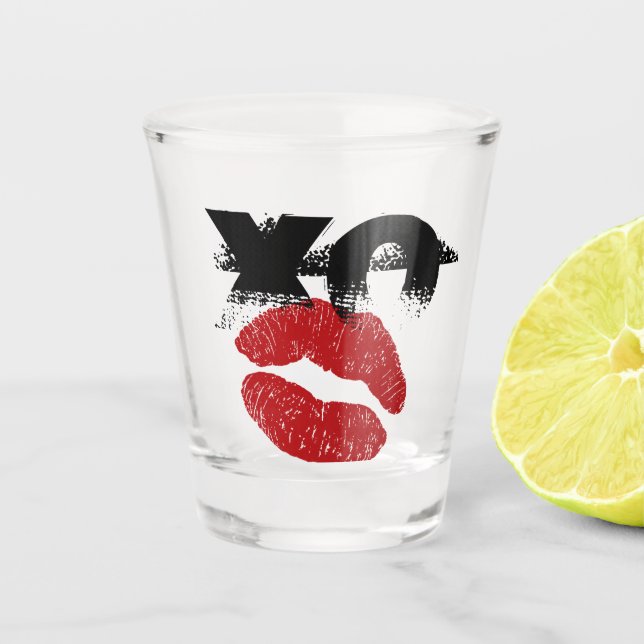 XO XO bésame Vaso de chupito retro / Bodas Fiesta  (Anverso)
