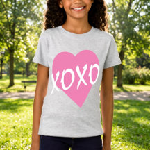XOXO Abrazos Blancos Besos Corazón Rosa Camiseta G