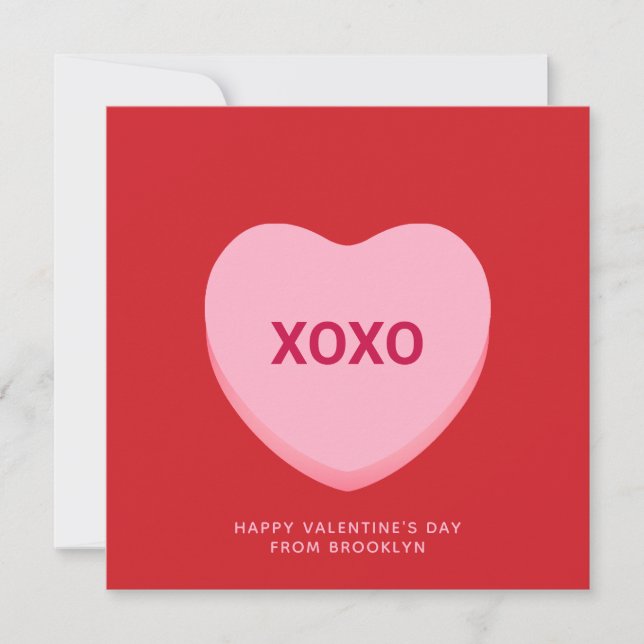 XOXO conversación rosa rojo corazón tarjeta de San (Anverso)