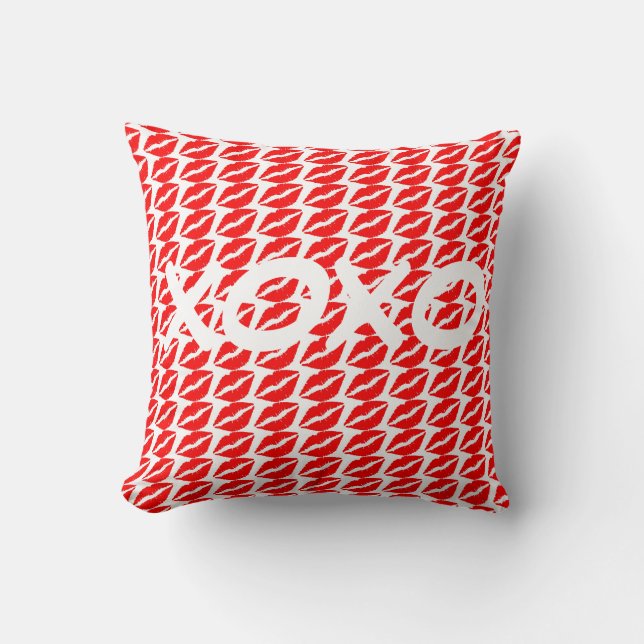 XOXO en la almohada cuadrada de los labios (Anverso)