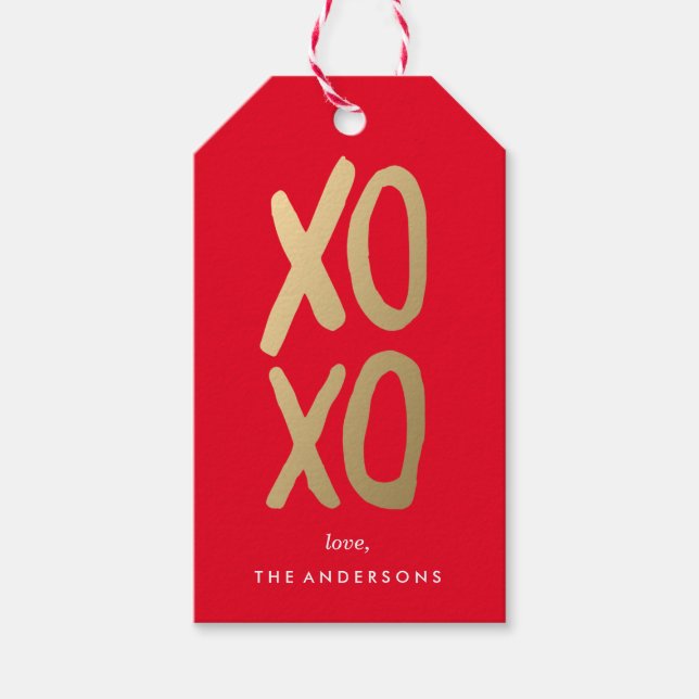 XOXO en rojo | Etiquetas de regalo (Anverso)