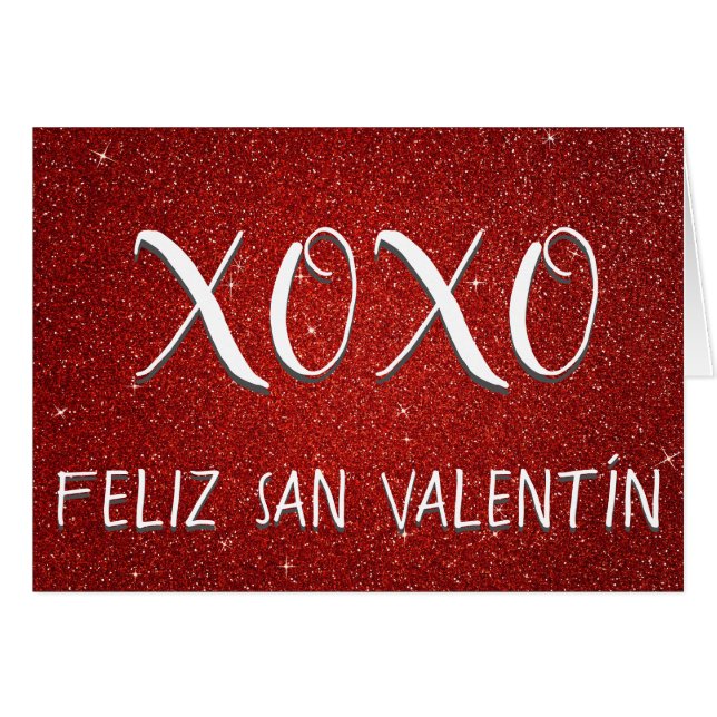 XOXO Feliz San Valentín Purpurina rojo y espuma (Anverso (Horizontal))