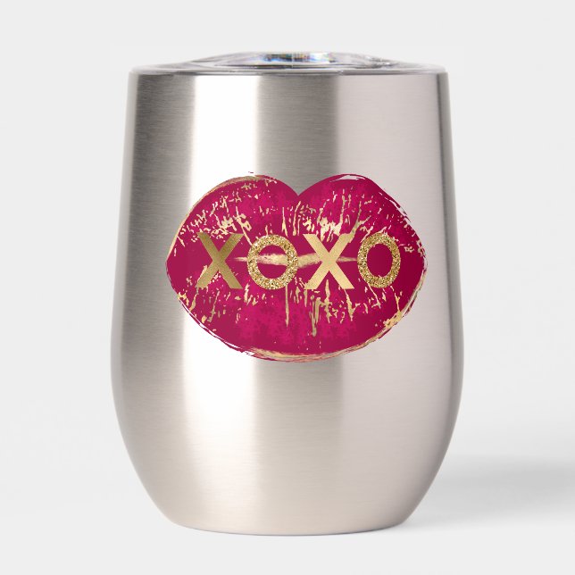 XOXO, Purpurina de oro de los labios rojos del bes (Frente)