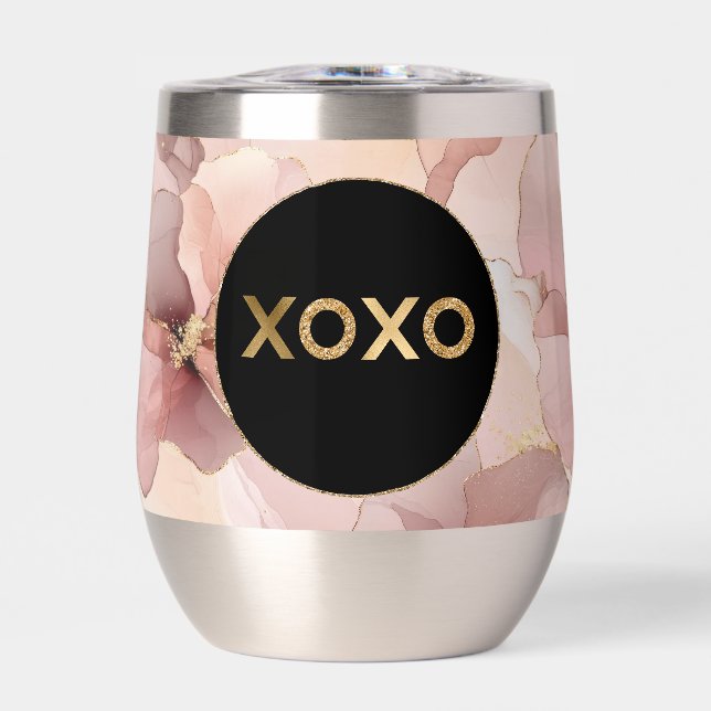 XOXO Purpurina de oro floral rosado Rubor Black Ci (Frente)