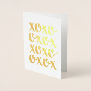 xoxo   tarjeta de Relieve metalizado dorado