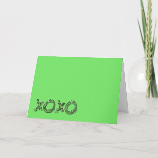 xoxo, tarjeta El día de San Valentín verde claro (Anverso)
