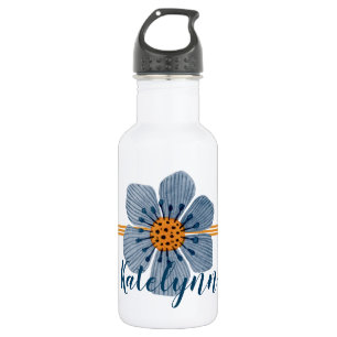 Y anaranjada botella de agua personalizada flor