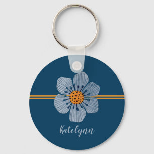 Y anaranjada llavero personalizado flor azul