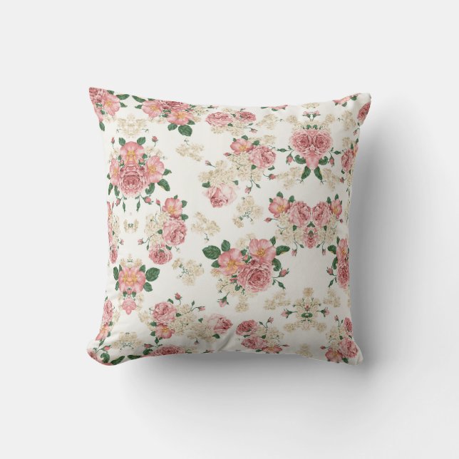 Y blanco almohada subió vintage rosado del modelo (Anverso)