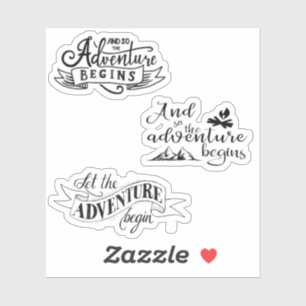 Y la aventura comienza tan a los pegatinas