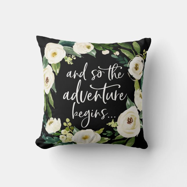 Y la aventura comienza tan la almohada de tiro del (Anverso)