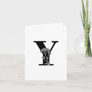 Y Monograma Floral En Tarjeta De Nota Blanca